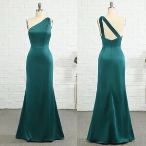 Zapaka Women's Teal Mermaid One Shoulder Long‎ Length Dress Size 8 ($126)